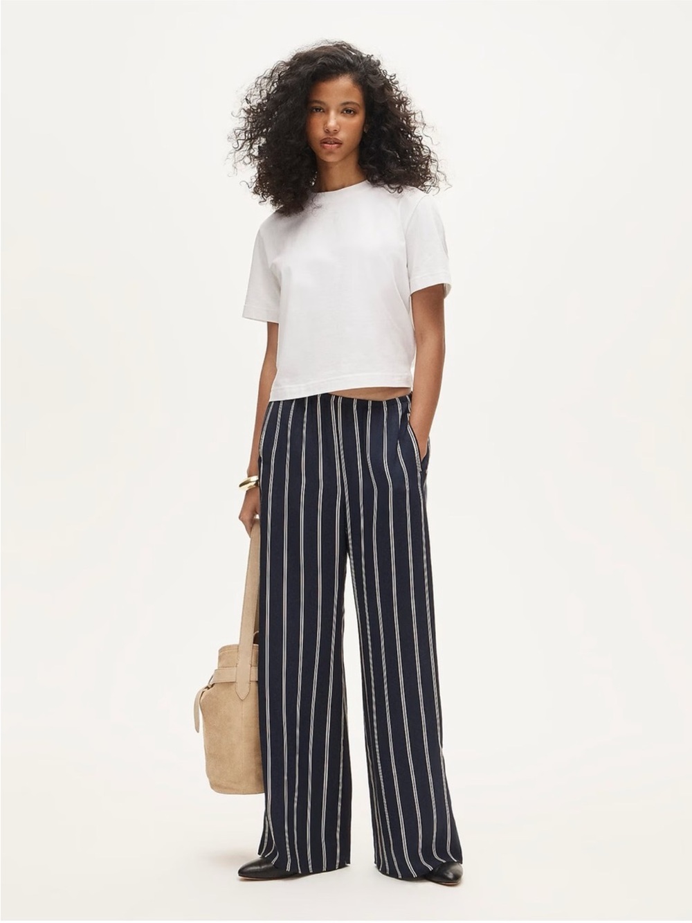 J. Crew Cosmo Pant in Stripe Navy and White Size Large NWT